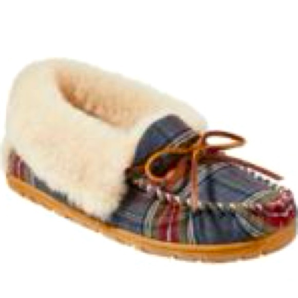 LL BEAN s6.5-7 gorgeous grey plaid slippers-look new-Barely worn-shearling lined - Picture 2 of 7